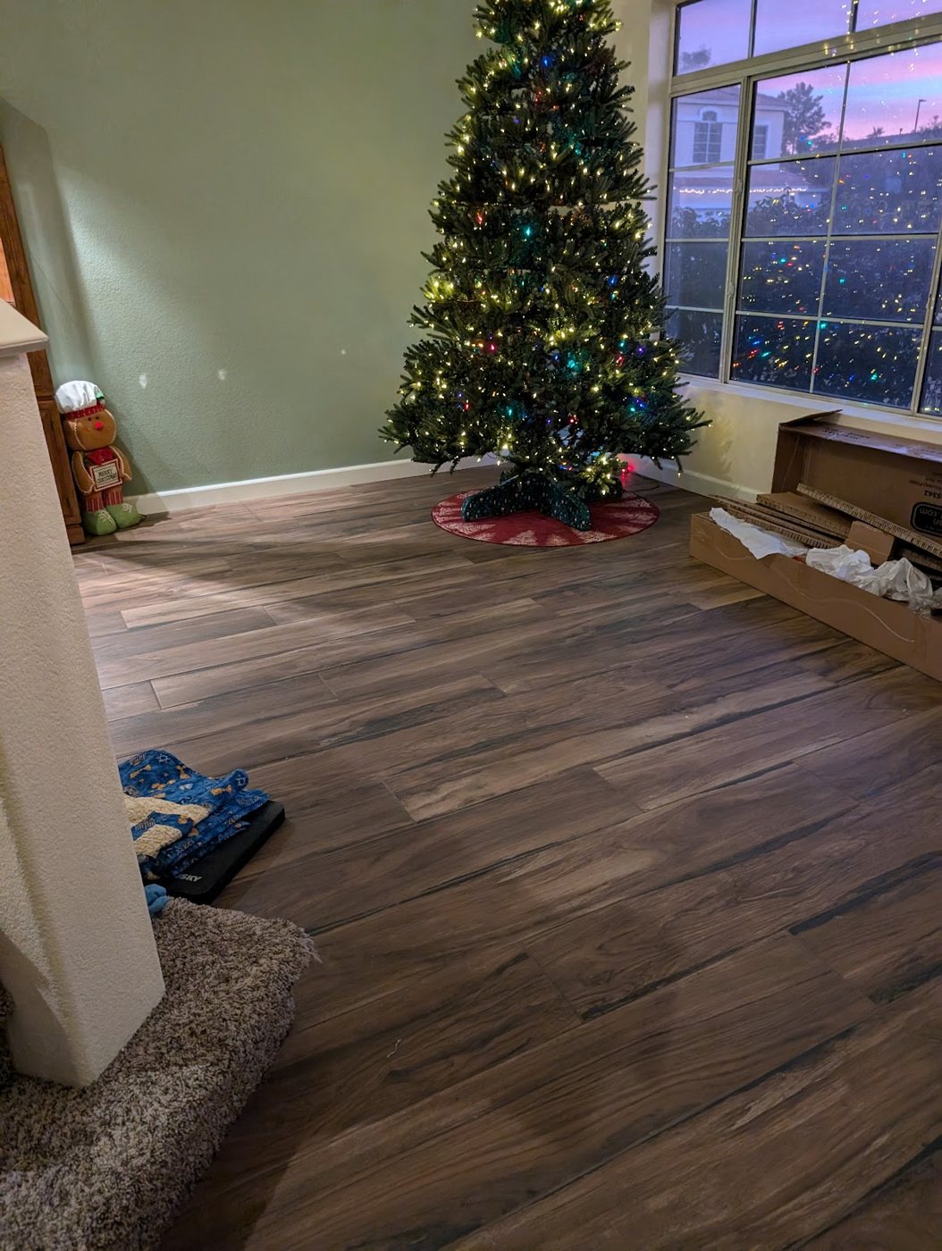 A wood-look tile floor in a Tempe living room